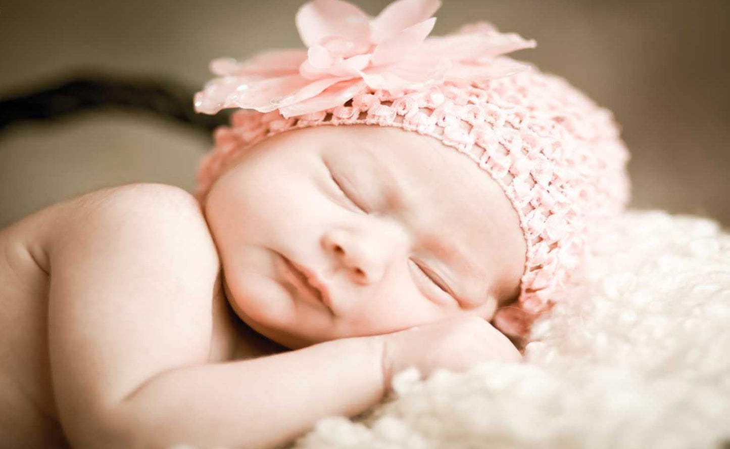 custom printed baby blanket with sleeping newborn