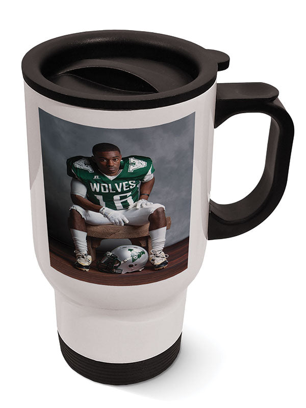 travel tumbler with handle custom photograph